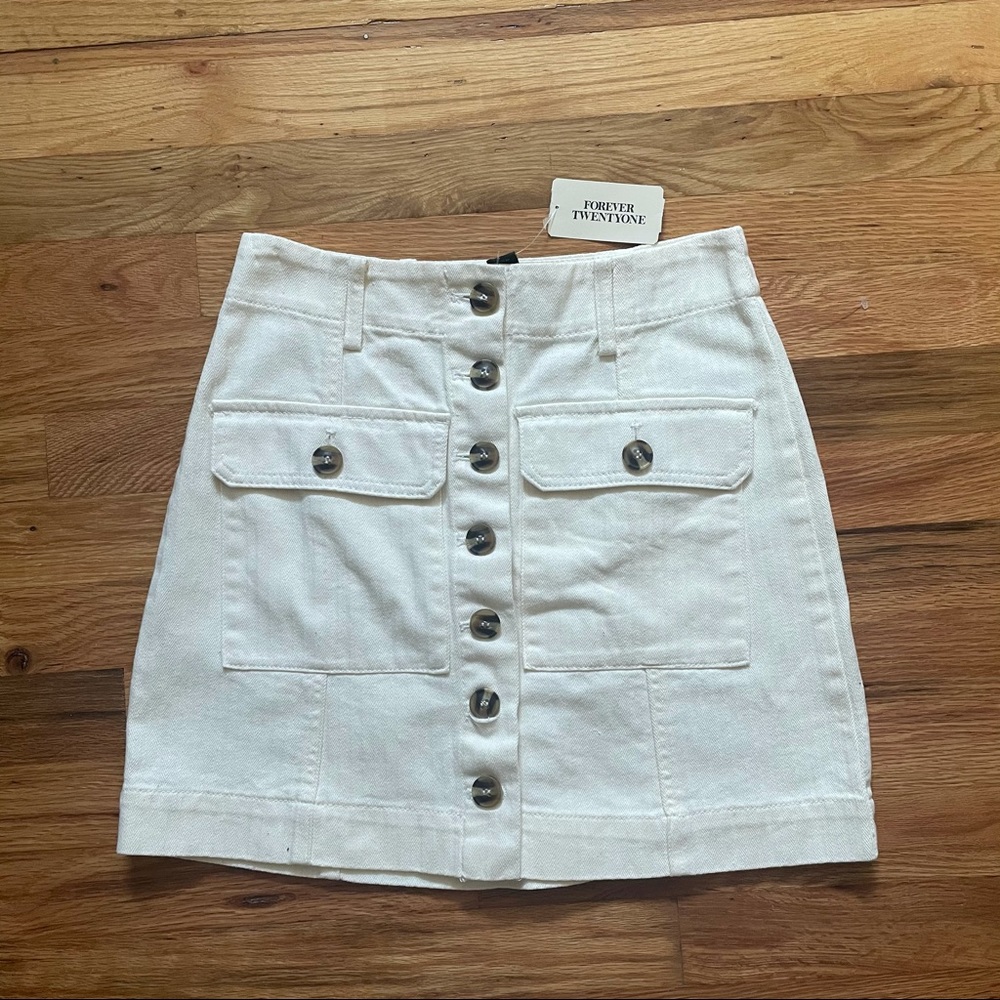 Forever 21 F21 Oatmeal light cream button down skirt size Small S